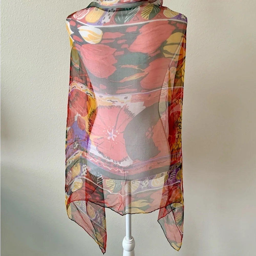 100% silk Colorful Sheer Scarf